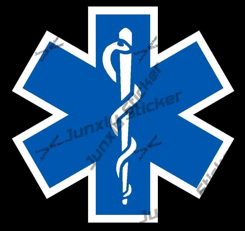 Blue Reflective Vinyl Star of Life Car or Fire Helmet Decal Multiple Sizes Paramedic Decals PVC Waterproof Decor Decals for SUV