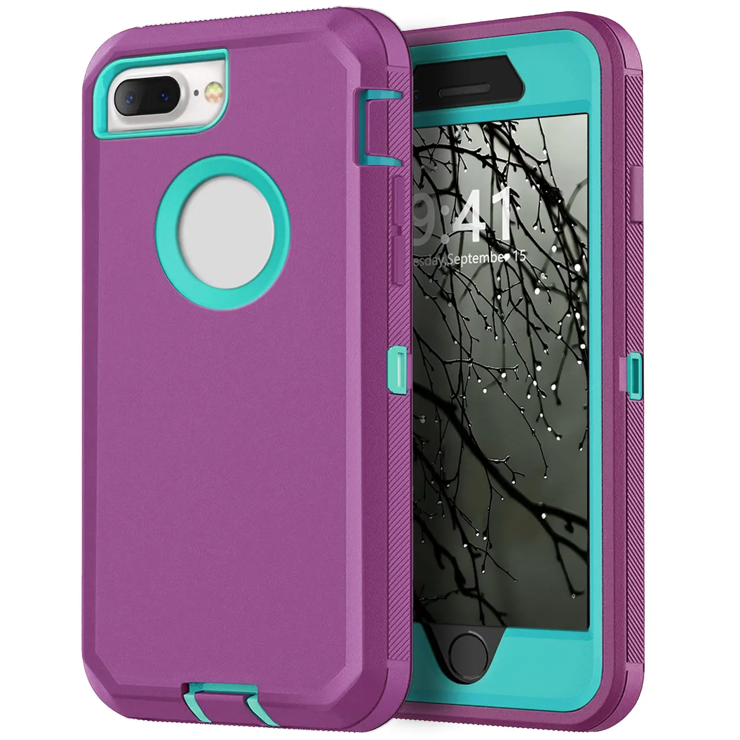 Purple Phone Case For iPhone 7 / iPhone 7 Plus Heavy Duty Shockproof Protective Rugged 3-Layers Hard Cover