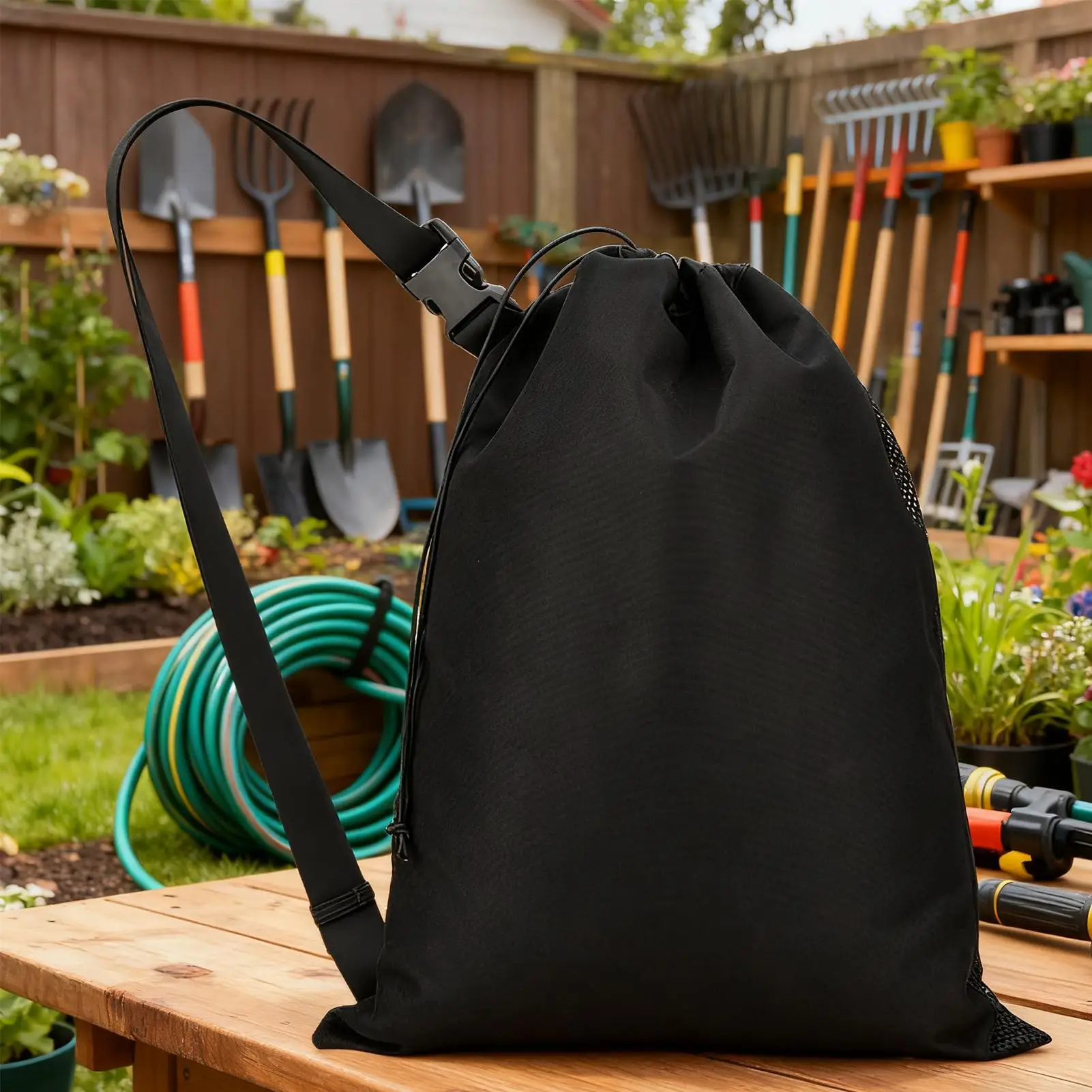 RV Water Hose Storage Waterproof Organizer With Drawstring Foldable Large RV Pipe Shoulder Bag For Patio Garden Outdoor Garage