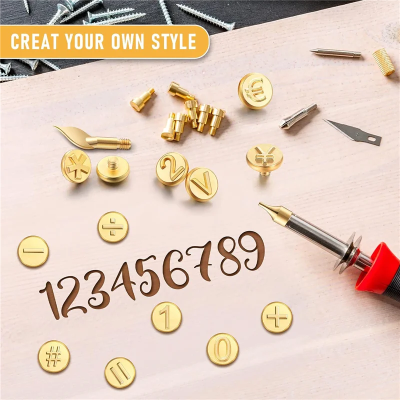 A24F-28 Stuks Houtgestookte Tip Nummer Houtgestookte Gereedschap Nummer En Symbool Set Voor Hout En Andere Oppervlakte Door Houten Nummer