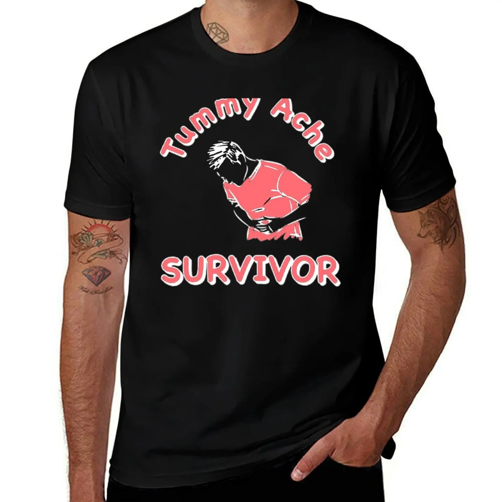 

man cotton for shirt shirts Funny shirts Tummy t cotton T-Shirt graphic man for t t Ache Survivor man soft