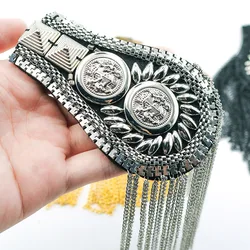 British Style Handmade Shoulder Jewelry Tassel Rhinestones Epaulettes Clothing Accessories Brooch Epaulet Shoulder Brooches