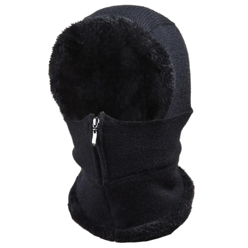 R1WE Donna Inverno Passamontagna lavorato a maglia Beanie Cappello unita Zipper Up Sci Maschera per il viso Outdoor in