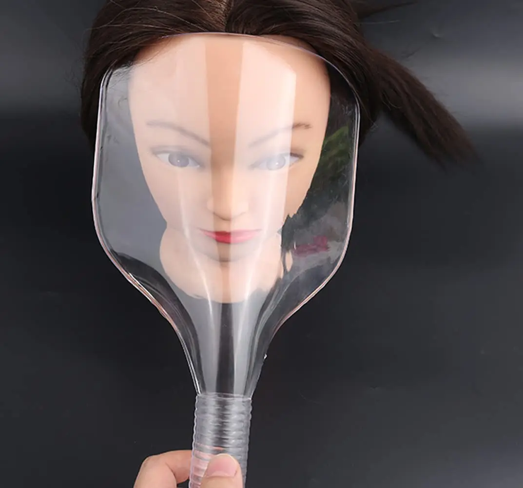 Clear Plastic Hairspray Face Shield Salon Haircut Face Mask Hair Dyeing Protector Cover Reusable Handheld Hairspray Mask