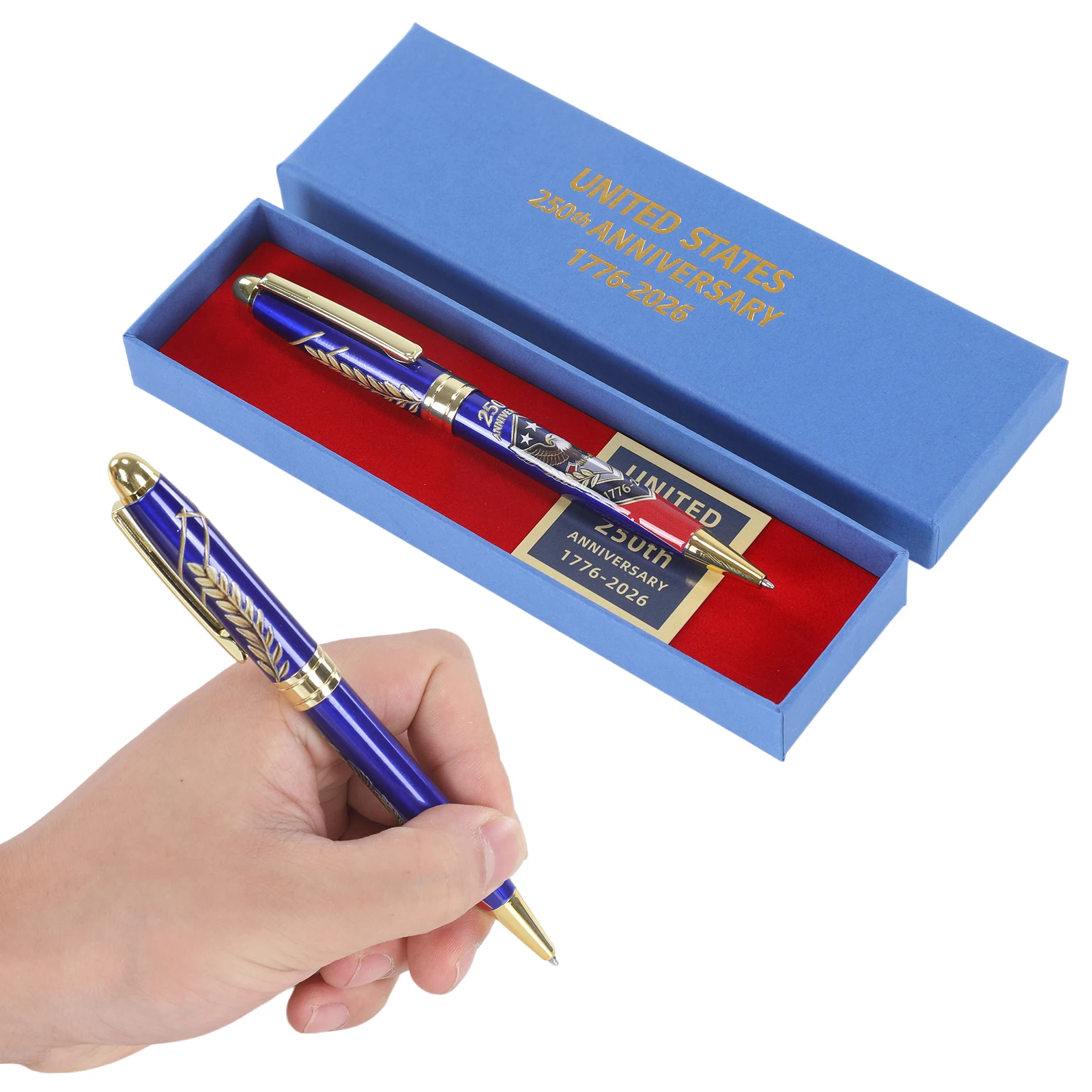 Stylo à bille commémoratif du 250e anniversaire 1776-2026, stylo gel patriotique gravé pour hommes, avocats et passionnés d'histoire