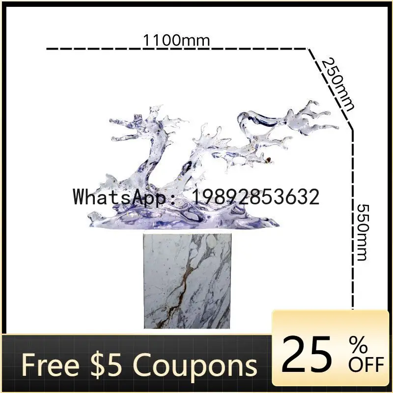 Z5  Hotel Lobby Transparent Water Flower Resin Ornament Sales Office Model Room Floor Sculpture Soft Decoration Artwork