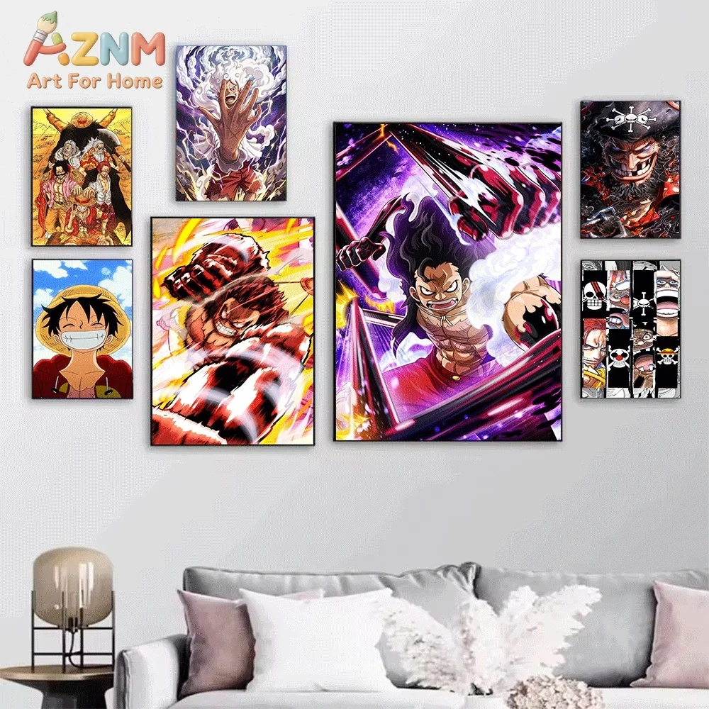 One Piece Anime Canvas Wall Art No Frame Luffy Gear 4 Boundman Gear 5 Nika Blackbeard Shanks Manga Card Game Print Painting Be