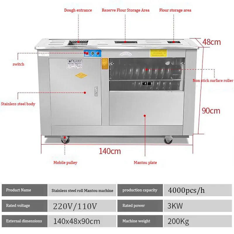 Dough Divider Round Bread Machine Automatic Breaker Machine Rounder Sandwich Bread Maker 3000w