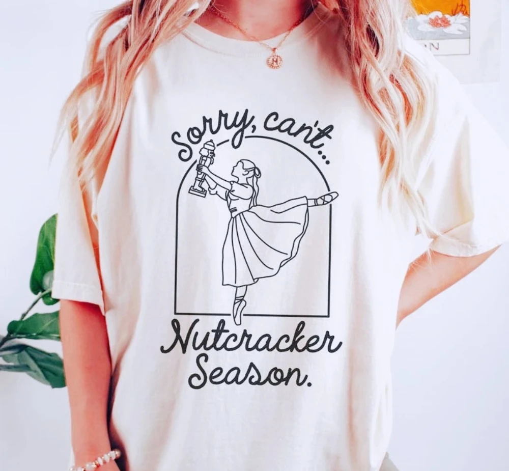 Seizoen Kerstshirt Ballet Tshirt Ballerina Kerst Tee Cadeau voor balletleraar Vrouwen Casual Topkleding