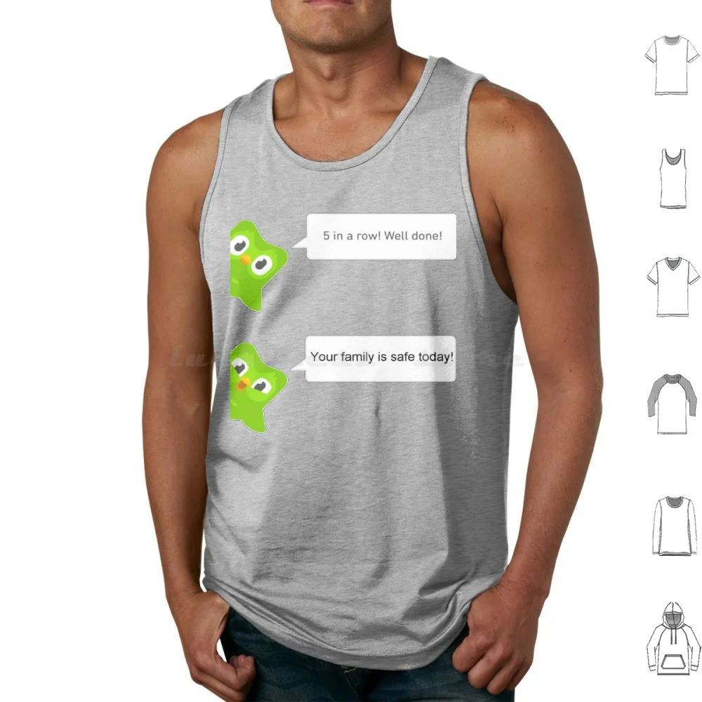 Duolingo Bird Notification Tank Tops Vest Sleeveless Duolingo Duolingo Owl Spanish Owl Language Meme French Funny Bird