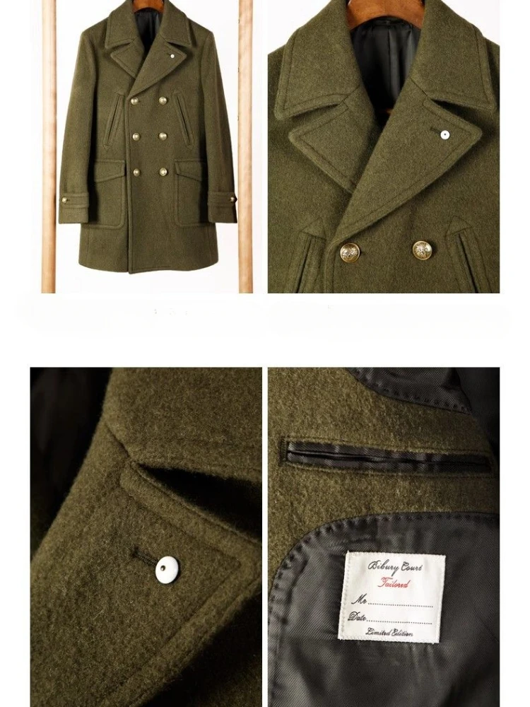 Luxury Brand Men Overcoat Wool Coats Jacket Double-breasted Windbreaker Slim Coat Trend Solid Outerwear Mens Coat Design New