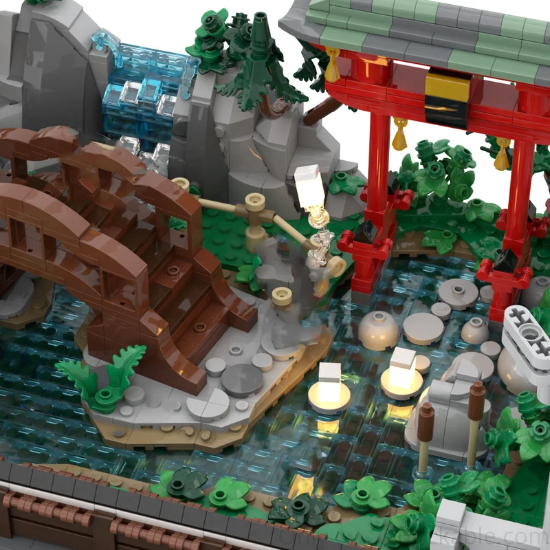 Cash Moc bouwstenen Chinese stijl tuinarchitectuur technologie module bouwstenen vakantiegeschenken kindereducatiea