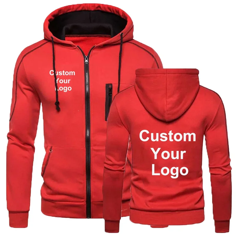Herrenjacke mit individuellem Namen und Bild, modische Herbst- und Winterjacke, Sweatshirt, lässiger langärmeliger Kapuzenpullover mit Reißverschluss – Detail 4