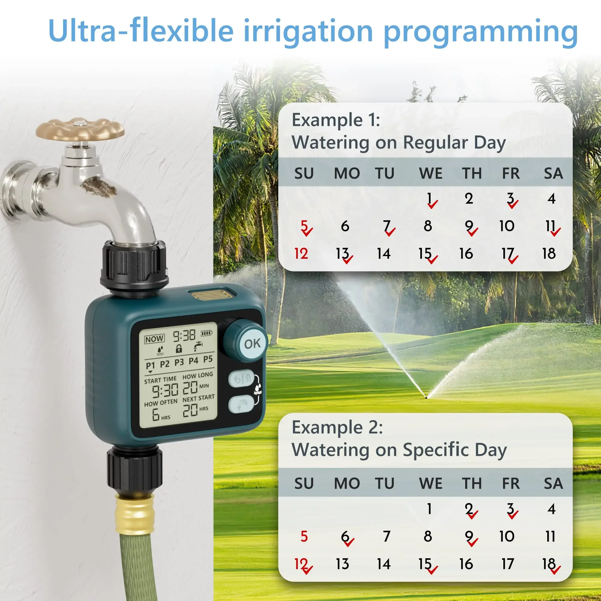 Imagem -05 - Diivoo Sprinkler Temporizador com Sensor de Chuva Grande Tela Lcd Temporizador de Mangueira de Água com Modo de Bloqueio Automático Manual Criança para Jardim Quintal Gramado