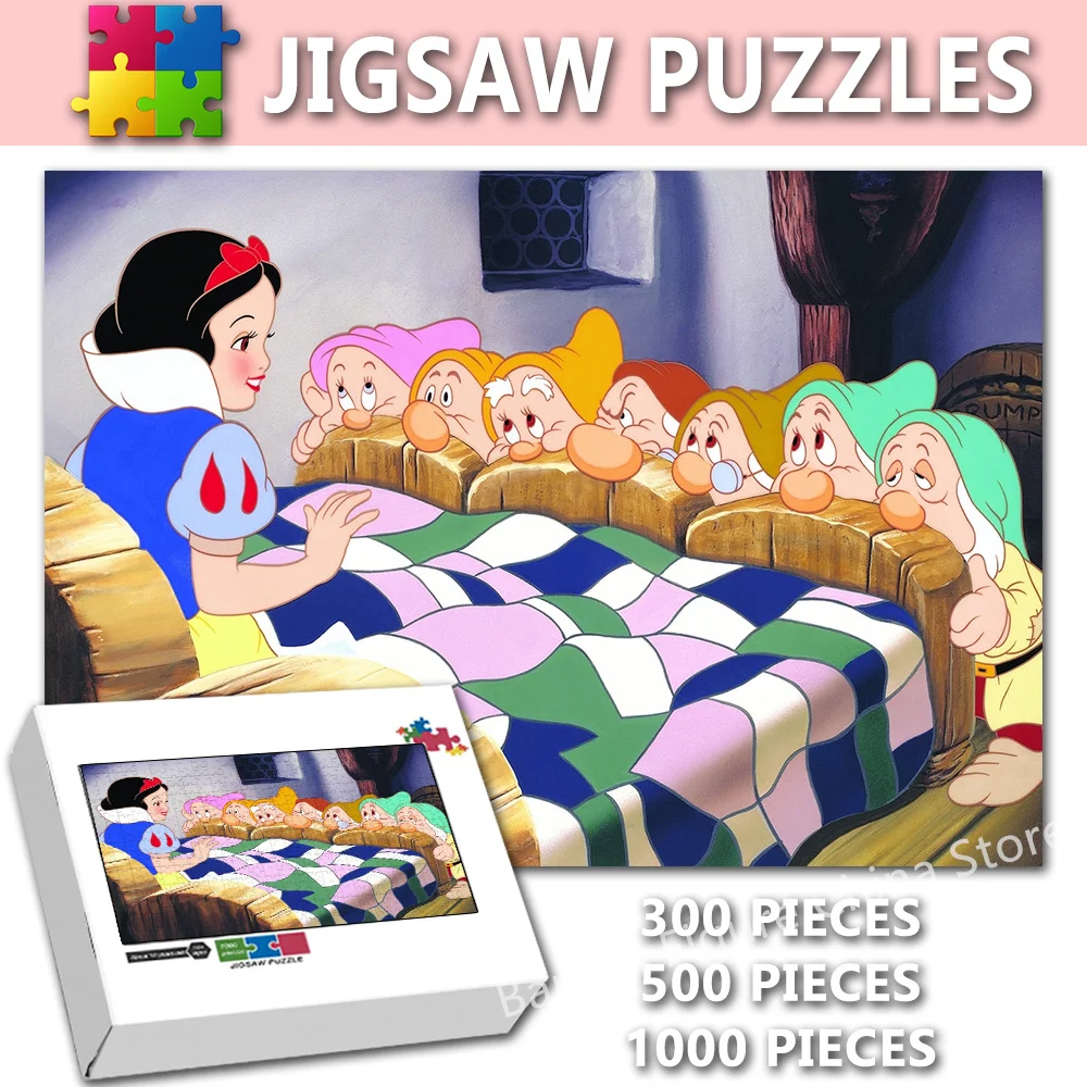 

Snow White and The Seven Dwarfs Cartoon Diy Jigsaw Puzzle Disney Princess Anime Print Puzzles for Adult Educational Game Gifts