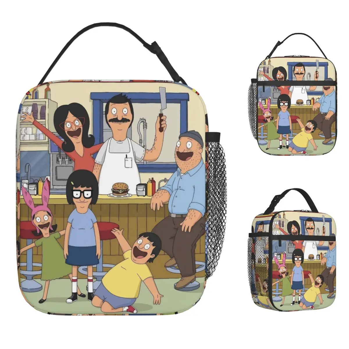 حقيبة غداء بوب برغر، صندوق غداء كاجوال للأطفال في الهواء الطلق، حقيبة تبريد محمولة مطبوعة أكسفورد، حقائب طعام #1