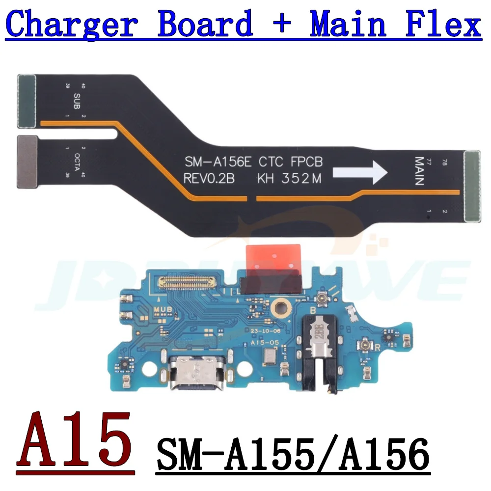 USB Fast Charging Charger Board For Samsung Galaxy A15 A25 A35 A55 5G A155 A156 A256B A356B A556B Main Motherboard Flex Cable