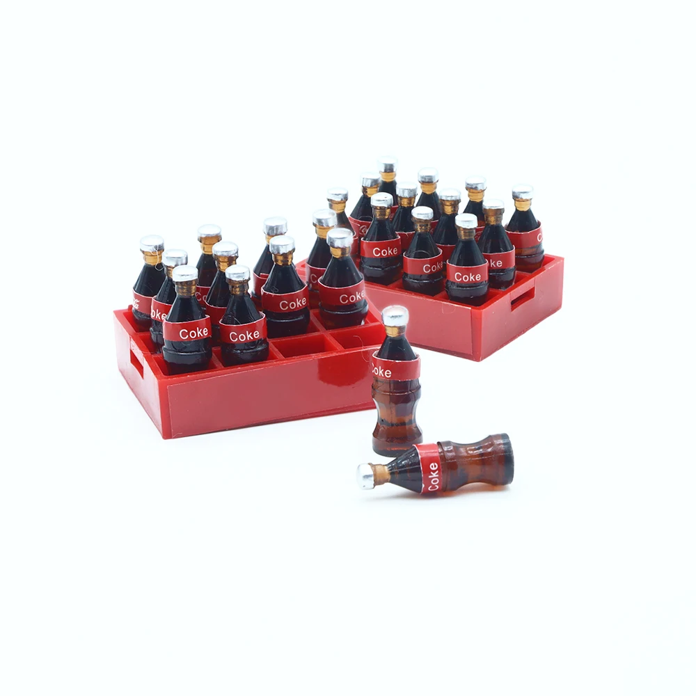 13Pcs/Set Dollhouse Miniature Mini Cola Bottles Drinks Tray Storage Box Model Kits Kitchen Food Play Scene Decoration Accessorie