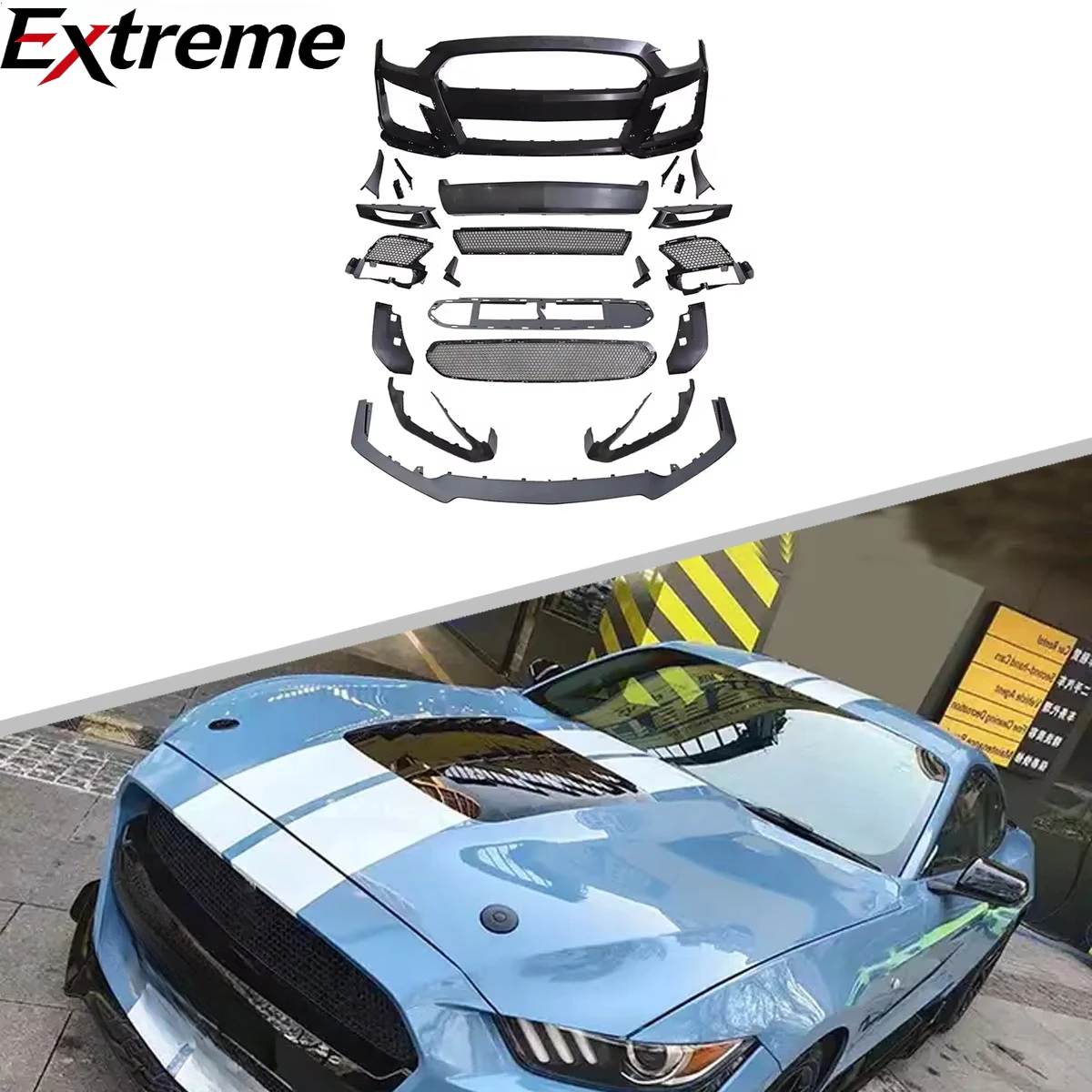 

GT500 Style Shelby Car Bumper Body Kit Front Bumper Lip Grille for Mustang 2015-2017