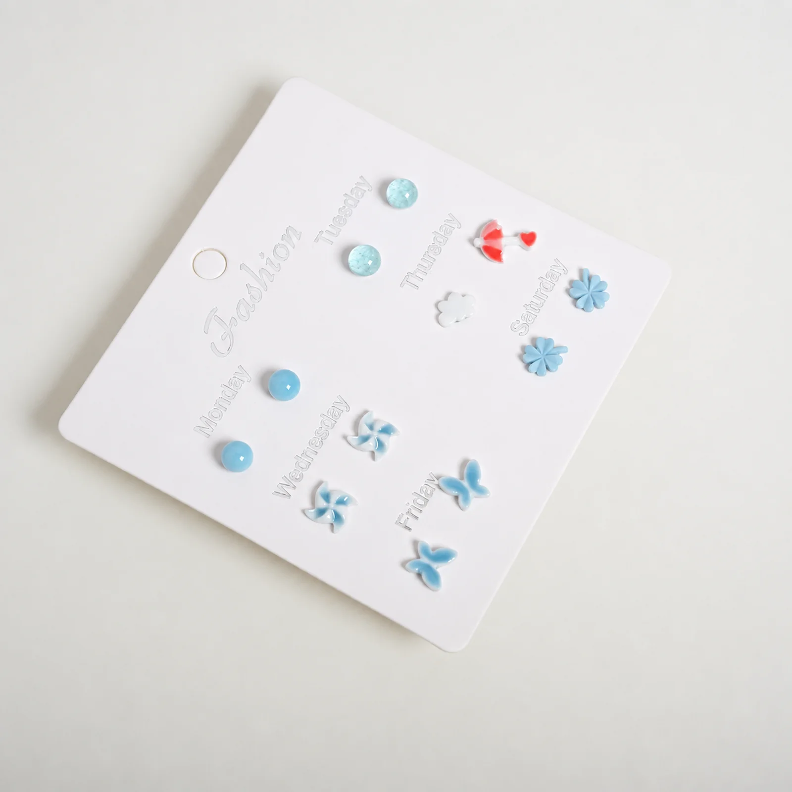Handmade Ceramic Stud Earrings Fresh Week Set Minimalist Artisan Jewelry Ear Accessories Handcrafted 608P15-07