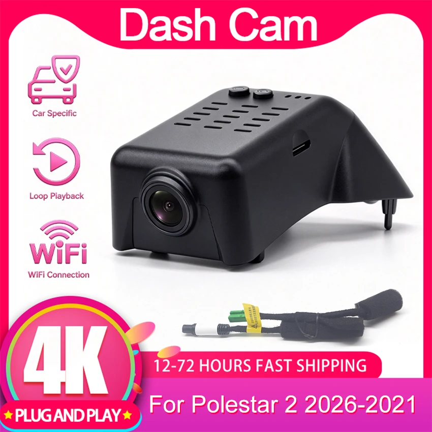 New! Dash Cam 4K for Polestar 2 Polestar2 2026 2025 2024 2023 2022 2021,Plug and Play Car DVR Dashcam Camera Video Recorder