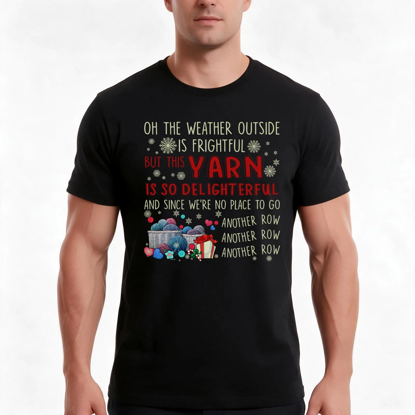 Funny Christmas Sewing Yarn Lovers Shirts Yarn So Delightful Crochet Knitting Xmas T Shirt T-Shirt, Summer Casual Cotton Tee