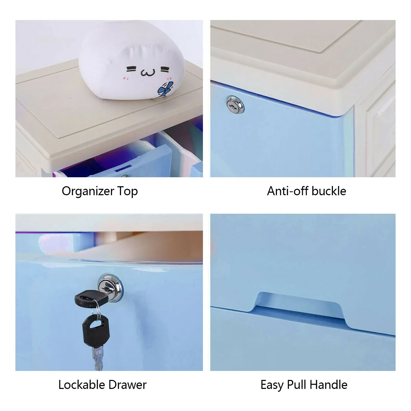 6 Drawer Plastic Dresser With Wheels Storage Cabinet Tower Closet Organizer Unit for Home Office Bedroom Living Room Pink & Blue