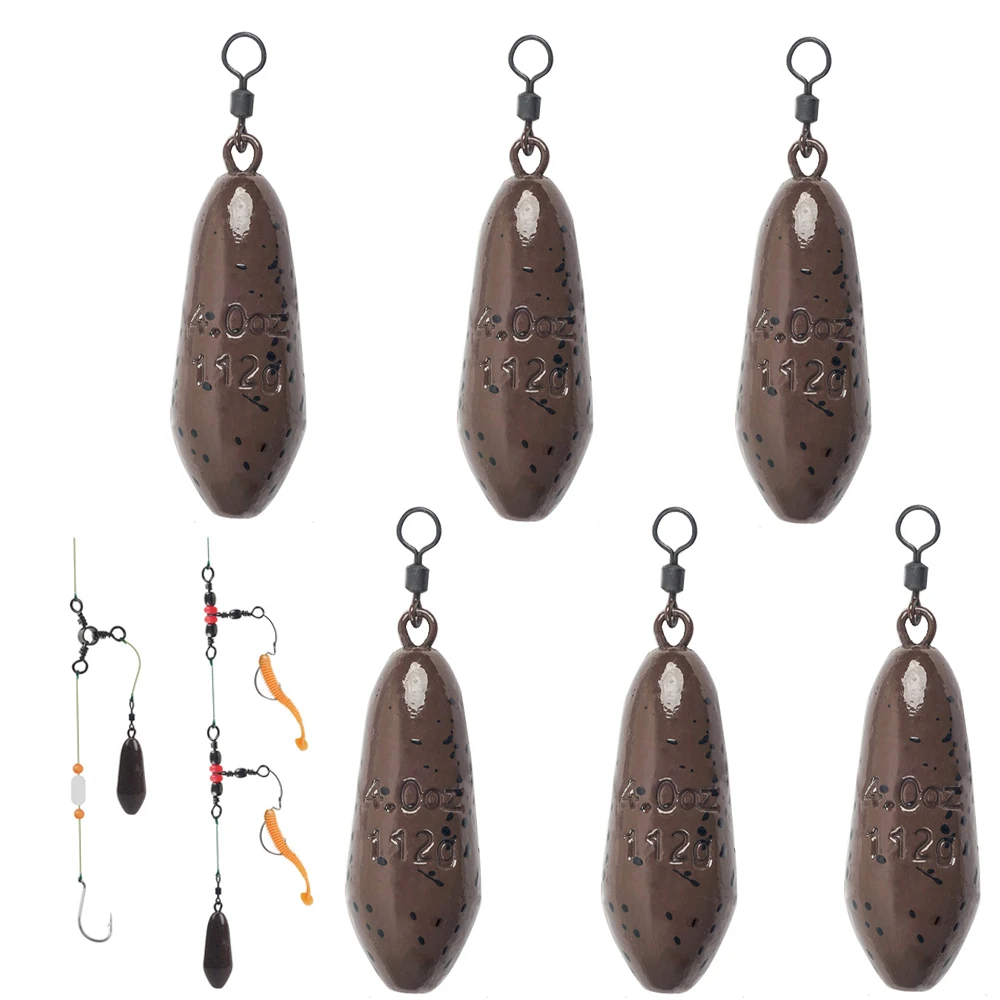 6Pcs Fishing Weights Sinkers Bullet Shape Carp Fishing Weights Catfishing rigs for Bass Walleye Surf Fishing Tackle 2.5/3/4OZ