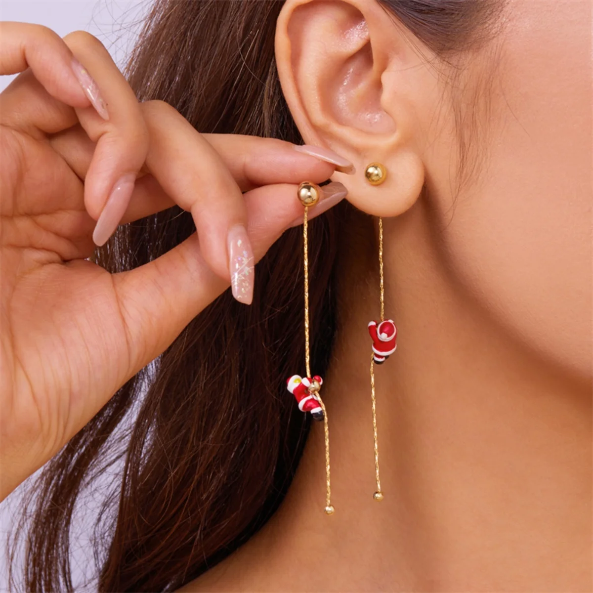 Weihnachten Krabbeln Santa Claus Asymmetrische Tropfen Ohrringe Weihnachten Hut Handschuh Socke Schneeflocke Ohrring Für Frauen Männer Schmuck Urlaub Geschenk