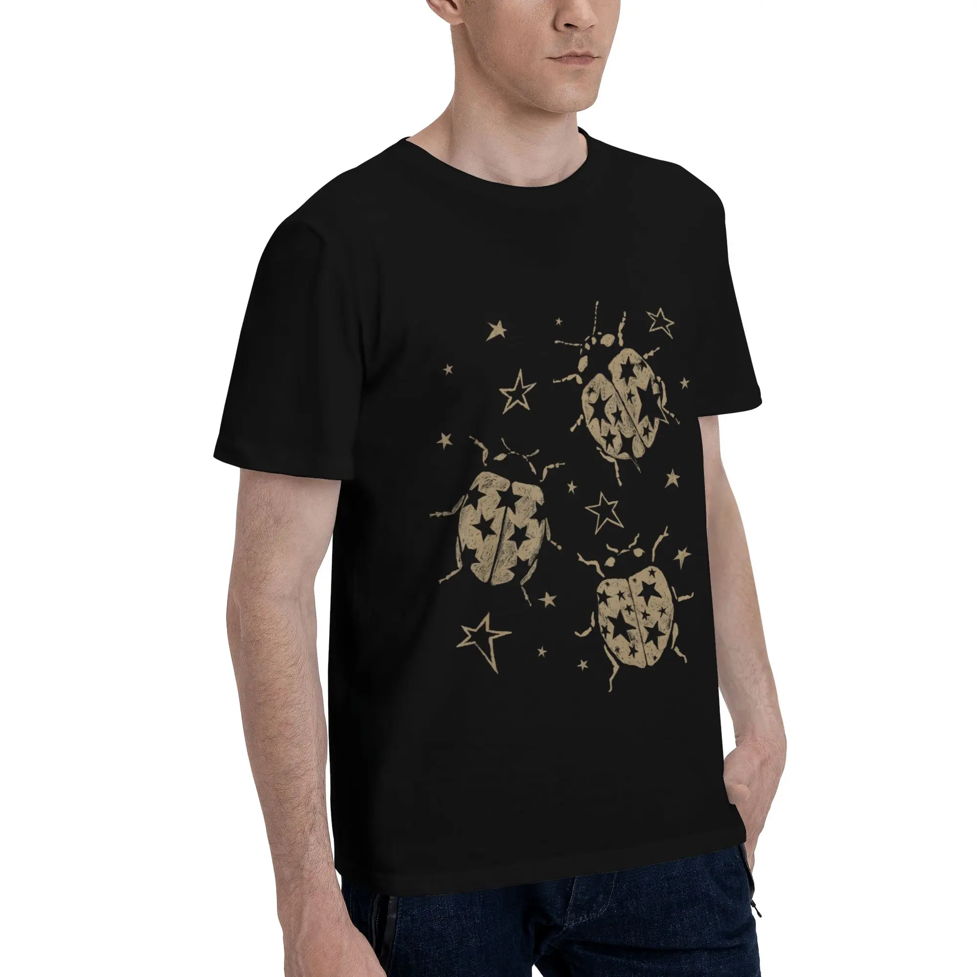 Y2K Grunge Ladybug Vintage Star Dots Teen Men T-Shirt Clothes  Vintage Tees Short Sleeve fugees Cotton