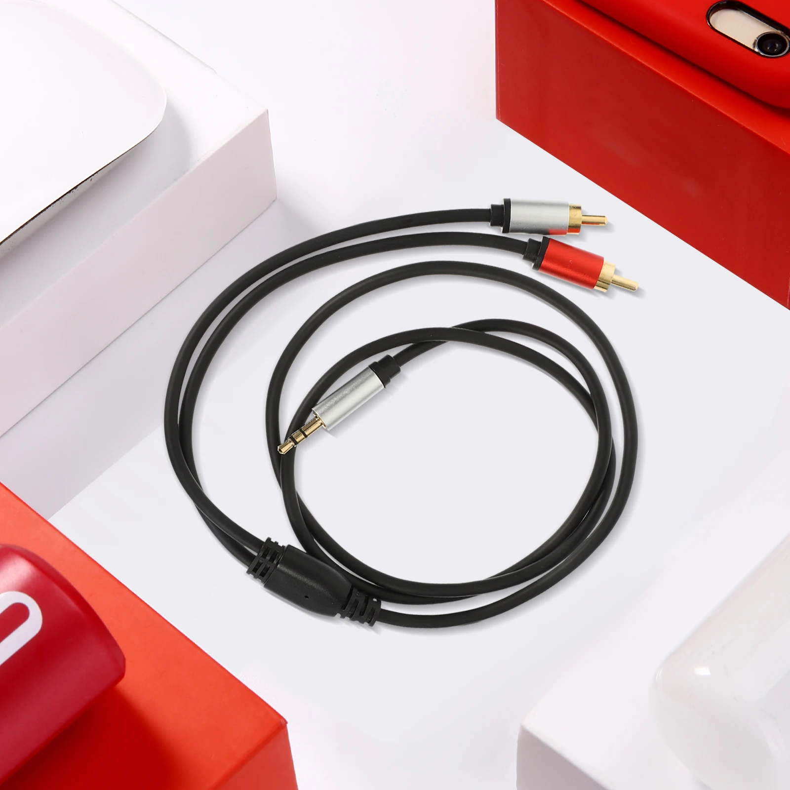 

Cable 3.5mm to 2 Cable Audio Adapter Cable AUX Cord Audio Cable for Computer