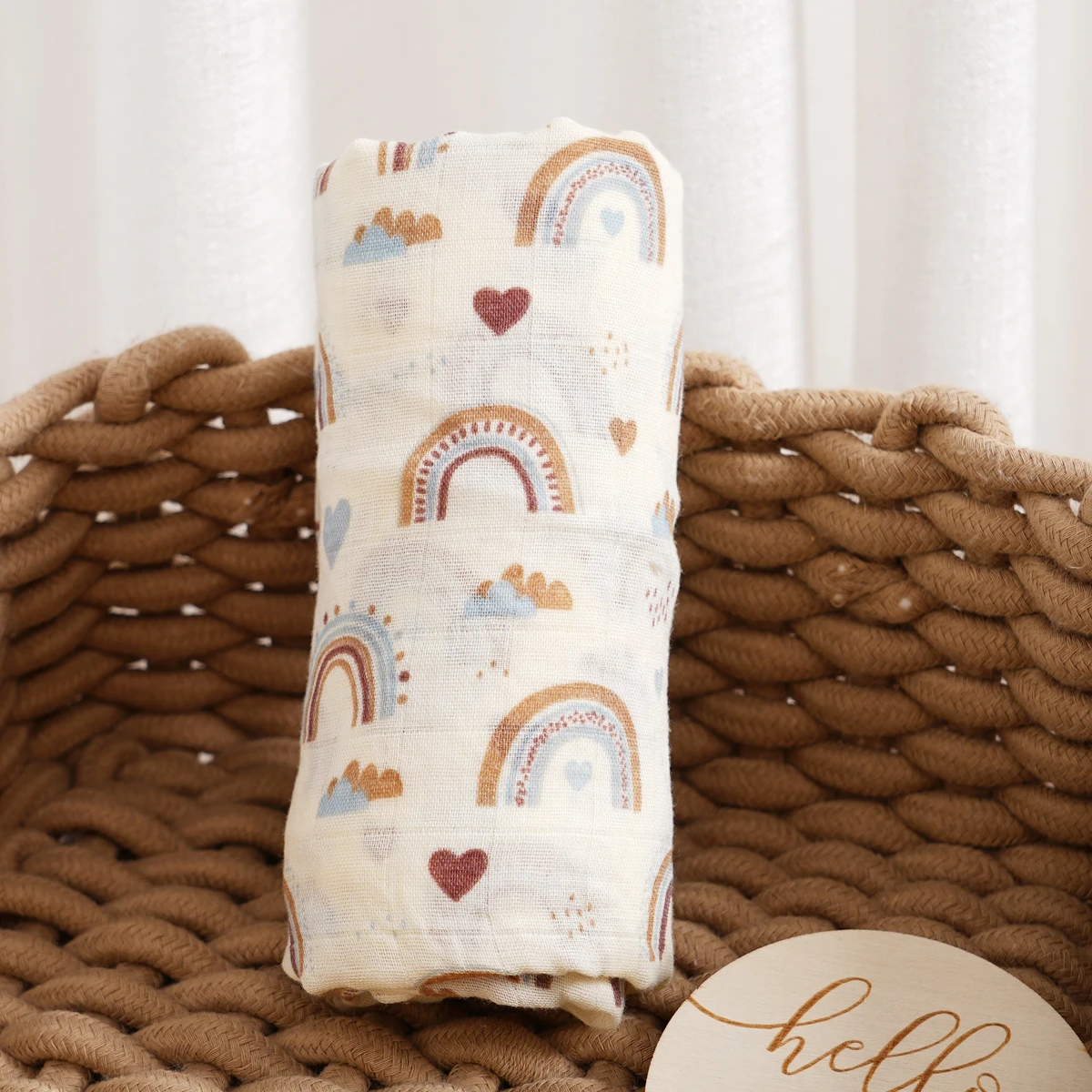 Elinfant 120x110cm Bamboo Cotton Baby Muslin Swaddle Blanket Cute Soft Print Baby Towel Wrap