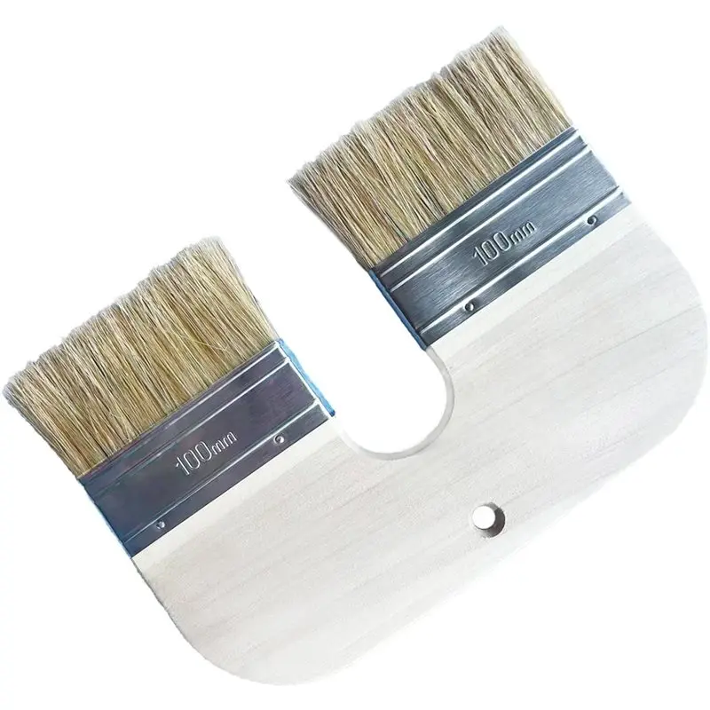 

AB33-4-Inch Natural Bristle Limewash Brush - U-Shaped Double Bristle For Limewash On Brick & Interior Walls