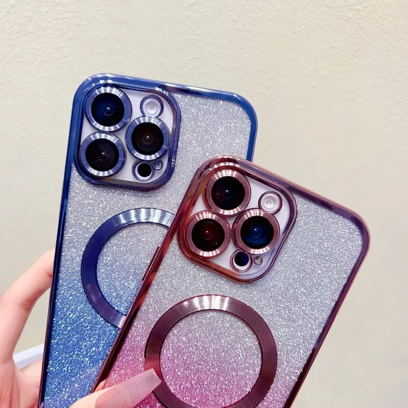 Magnetische Schutzhülle mit Trageriemen für Samsung S25 Ultra Galaxy S24 FE S21 S26 S22 S23 Plus A56 Kabellose Glitzer-Beschichtung Crossbody Lanyard Cover – Detail 9
