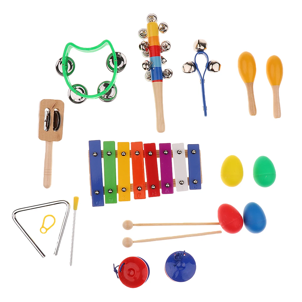 Percussion Set Children Toddlers Music Instruments Toys Band Rhythm Kit with Case Pack of 10