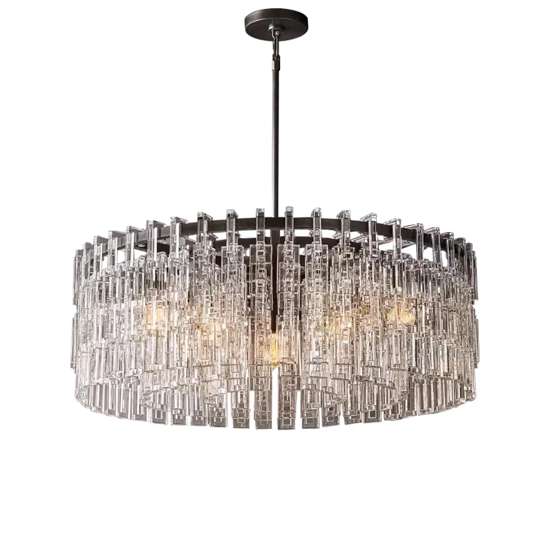 

Black Modern Large Living Space Decoration Chandeliers Led Clear Glass Hanging Lamp Dining Room Lobby Decor Hanglamp Lustres