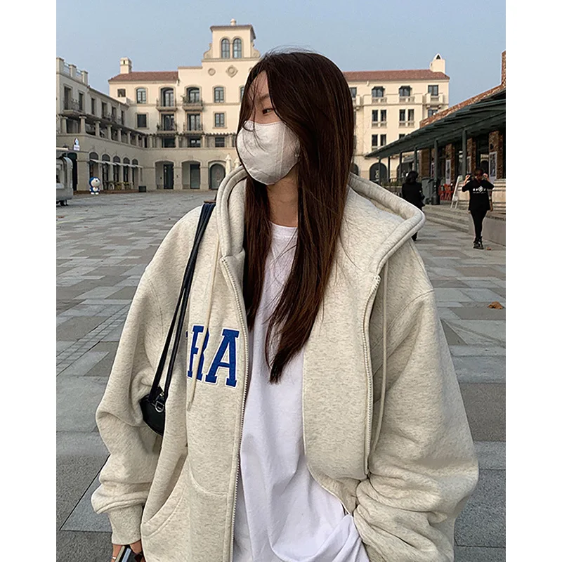 

ZOUXO Hoodies Women 2022 Spring Autumn Large Size Cardigan Hoodies Vintage Chic Hooded Clothes Coat