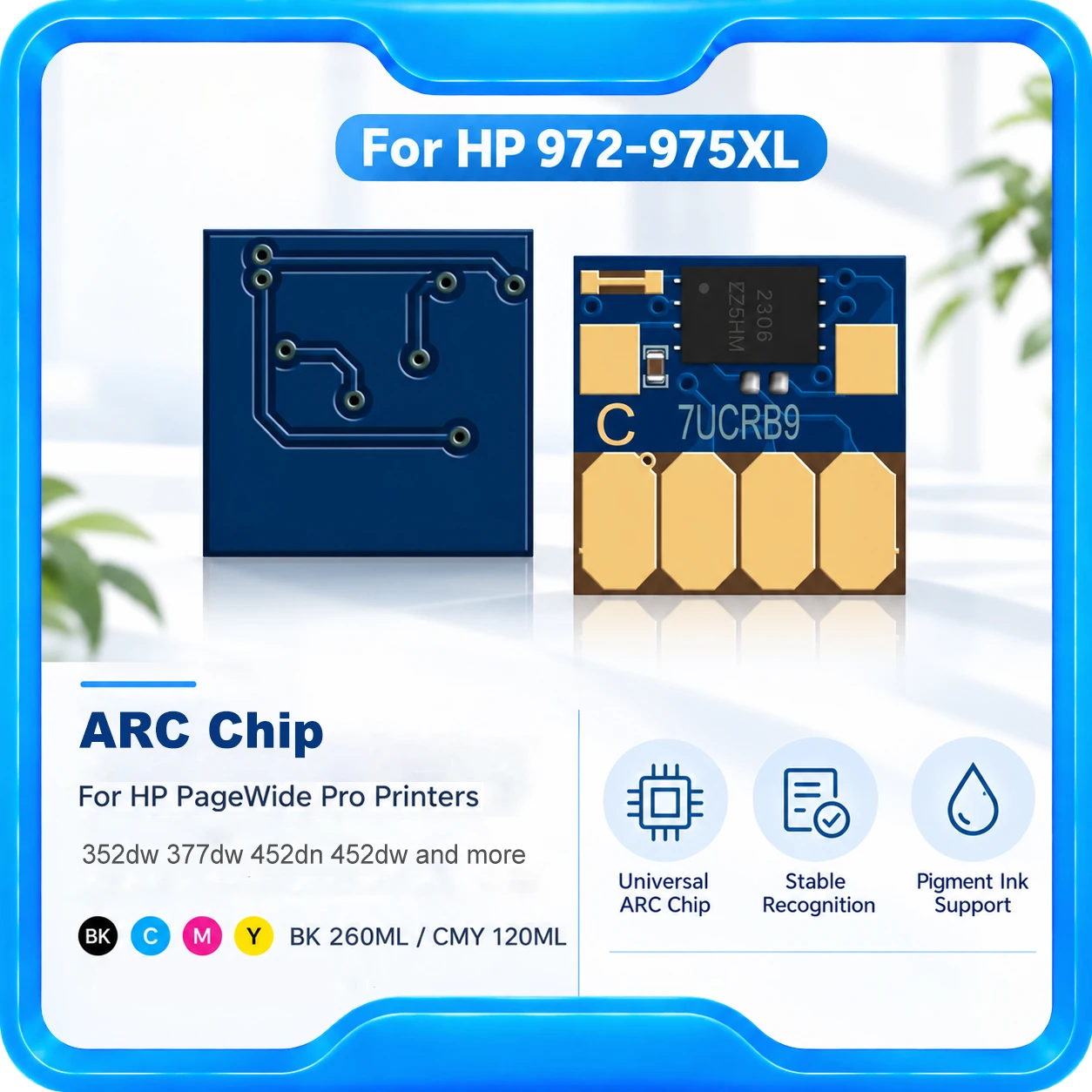 New ARC Chip For HP 972 973 974 975 972X 973X 974X 975X CISS For PageWide Pro 352dw 377dw 452dn 452dw 477dn 477dw 552dw Upgraded