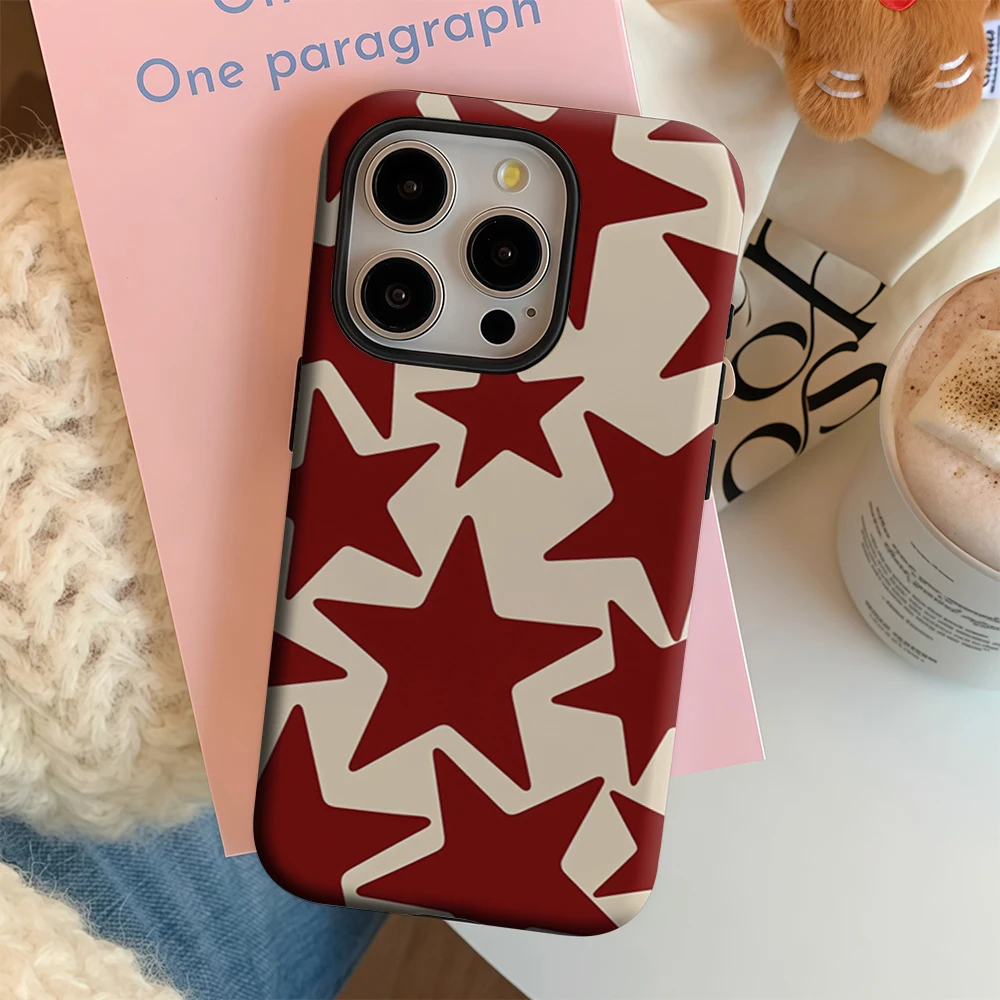 حافظة لهاتف آيفون 17 باللون العنابي ستار سكاتر آيفون 17 16 15 14 13 12 برو ماكس بلس غطاء خلفي مزدوج الطبقة