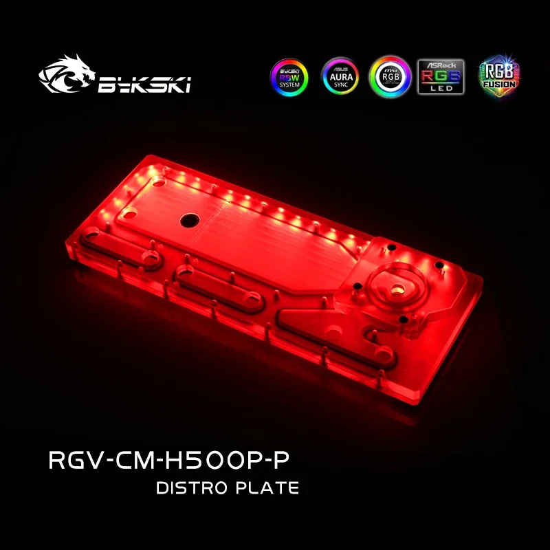 Bykski Distro Plate For Cooler Master H500P Case, 2X 360 Radiator Water Cooling Loop Solution, 12V/5V RGB SYNC, RGV-CM-H500P-P