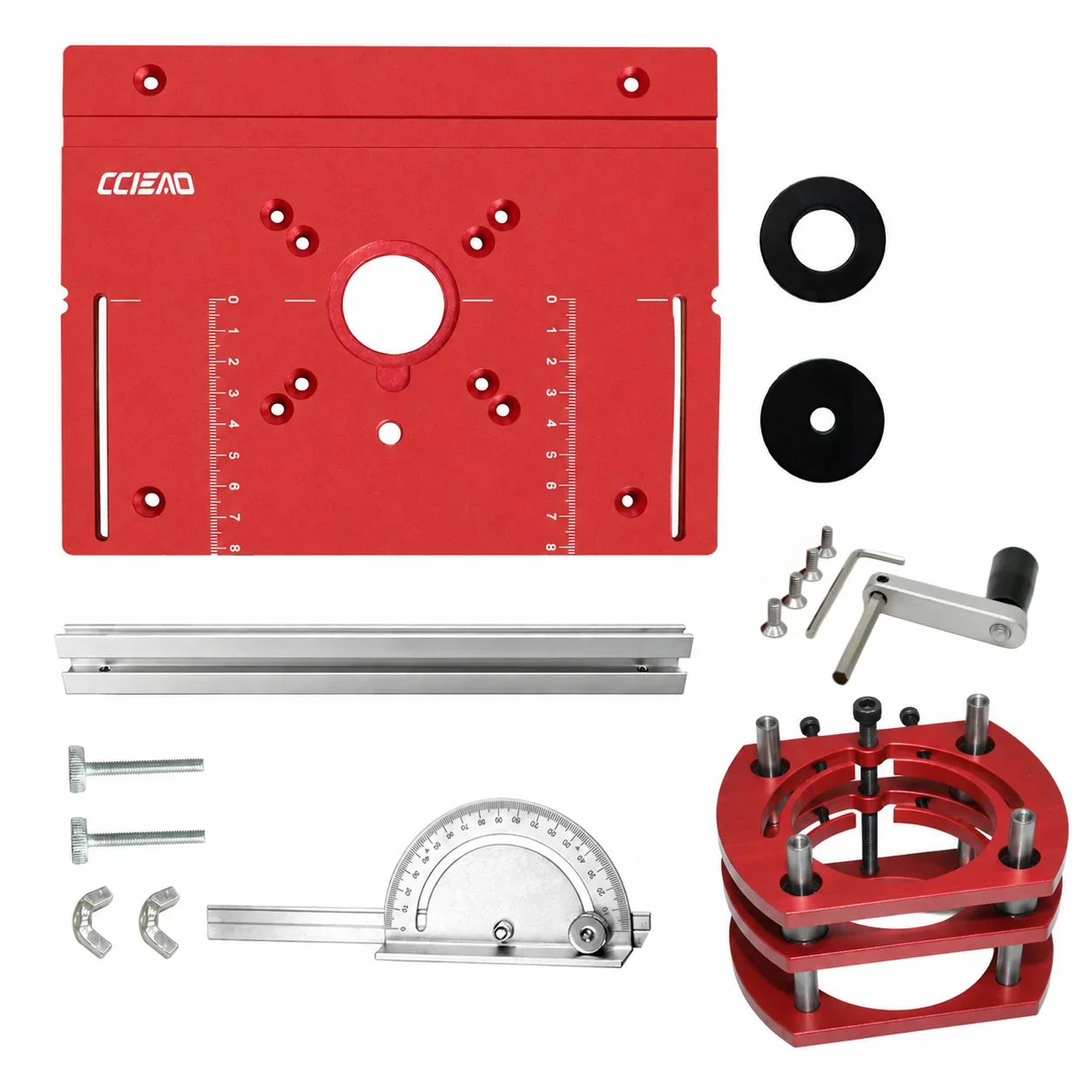 Aluminium-Router-Hebebasis mit Router-Tisch-Einlegeplatte, einstellbares Präzisions-Router-Hebesystem für Holzbearbeitungstische – Detail 6