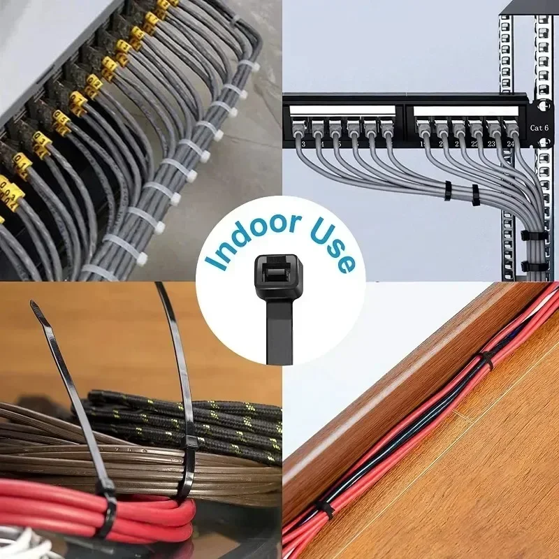 Plastic Clamping Collar Cable Ties Clamp Greenhouse Plastic Clamps Self Tightening Plastic Necklace Belts 100Pcs Cable Ties