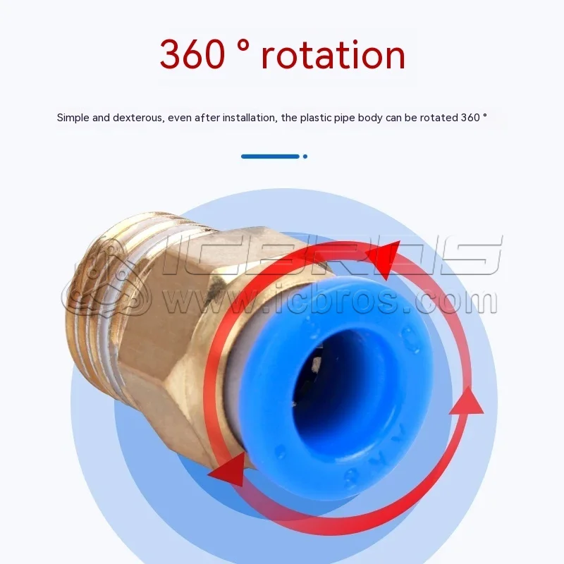 Pneumatic Quick InsertIon Air PiPe ConneCtor PC10-03 4-M5 PC6-01 PC8-02 PC12-04 Threaded Straight Through