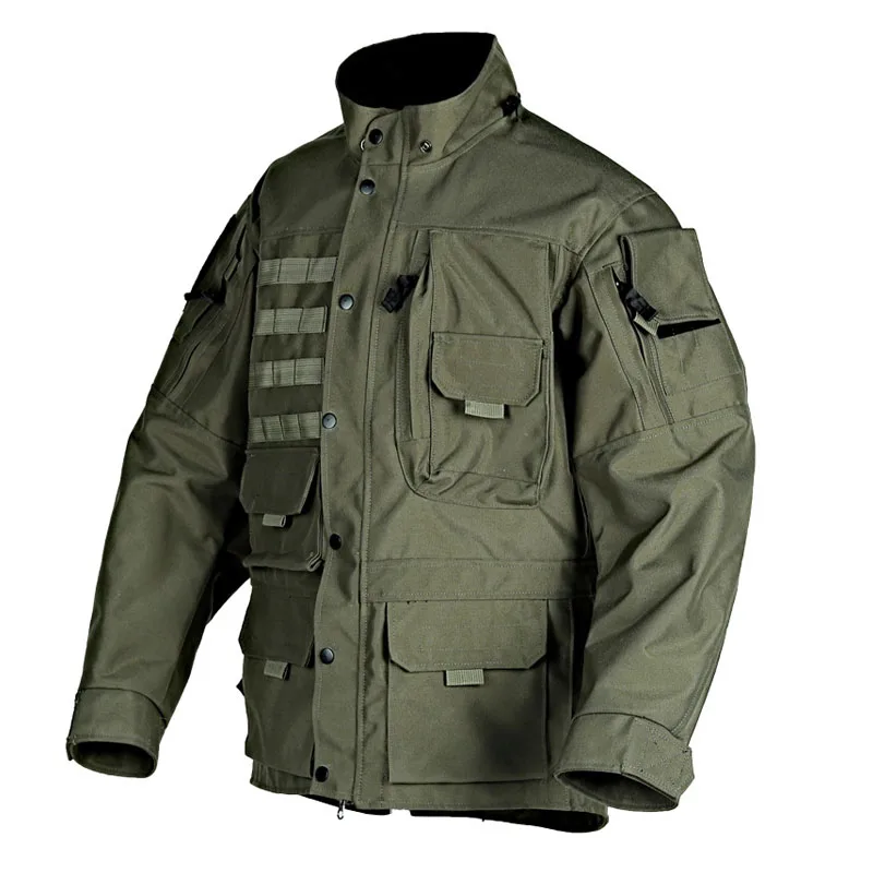 Tactical Bomber Hooded Jackets Men Outdoor Multiple Pockets Wear-resistant Waterproof Military Coats Intruder Combat Jacket Male