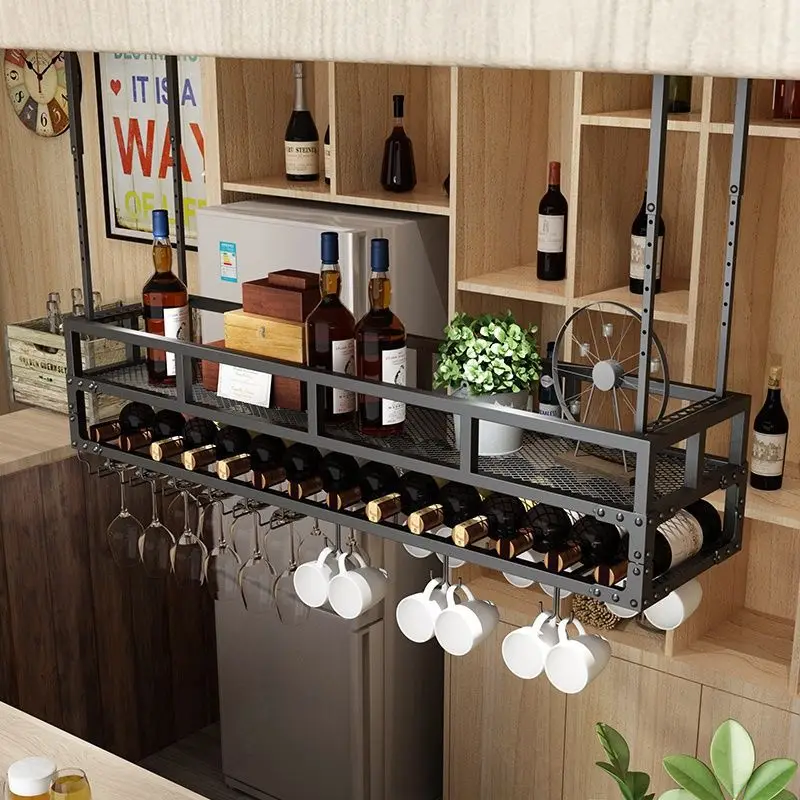 Bar wall cabinet new household wall hanging high-end hanging restaurant red wine glass Internet celebrity wall wine rack li