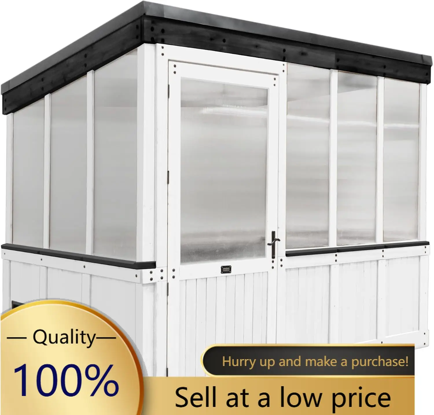 Willow 9' x 6' White Cedar Wood and Polycarbonate Walk-in Greenhouse Kit with Exhaust Fan, Windows, Hose Hook-Ups, PowerPort, St