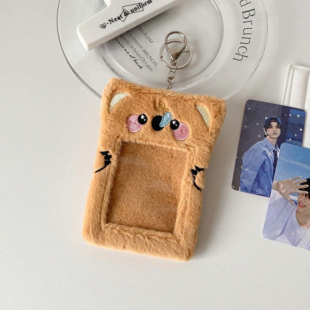 

Korean Style Idol Cartoon Photocard Holder Card Sleeve Cat Pig Yellow Duck Bear Plush Animal Card Cover Protective Case Ins