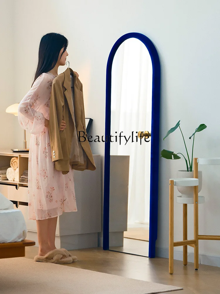 Gray Square Nordic Light Luxury Dressing Full Body Floor Mirror Living Room Home Bedroom Full-Length Mirror Mirror