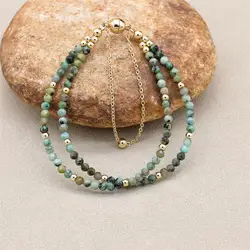 3MM Double Layer African Jasper Beads Charm Bracelets Magnetic Buckle Bohemian Strand Bracelet Women Jewelry