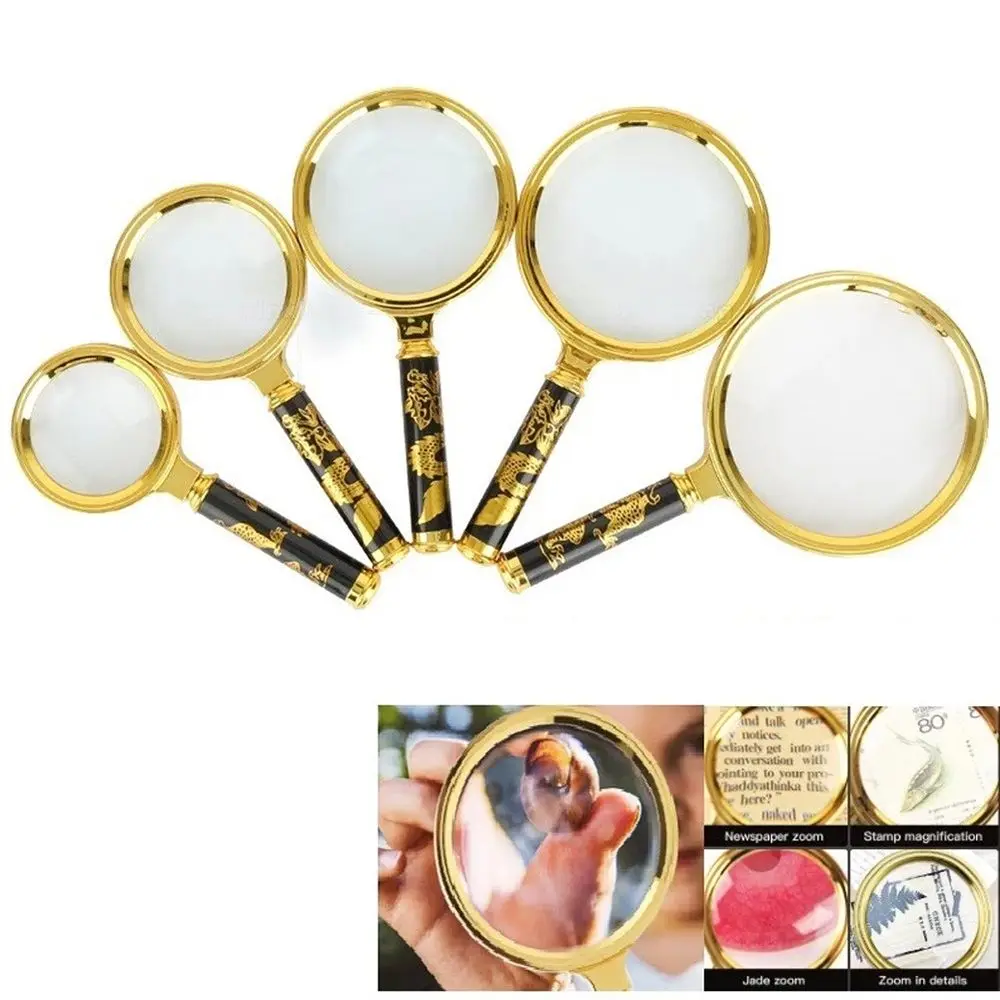 Professional 60/70/80/90/100mm 10X Microscope Reading Jewelry Magnifiers Handheld Magnifying Glass Lens